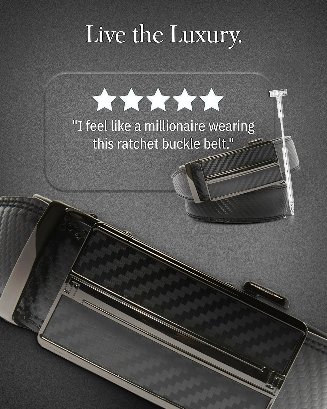 Microfiber Leather Ratchet Belt – No Holes, Custom Fit, 1.3" Strap