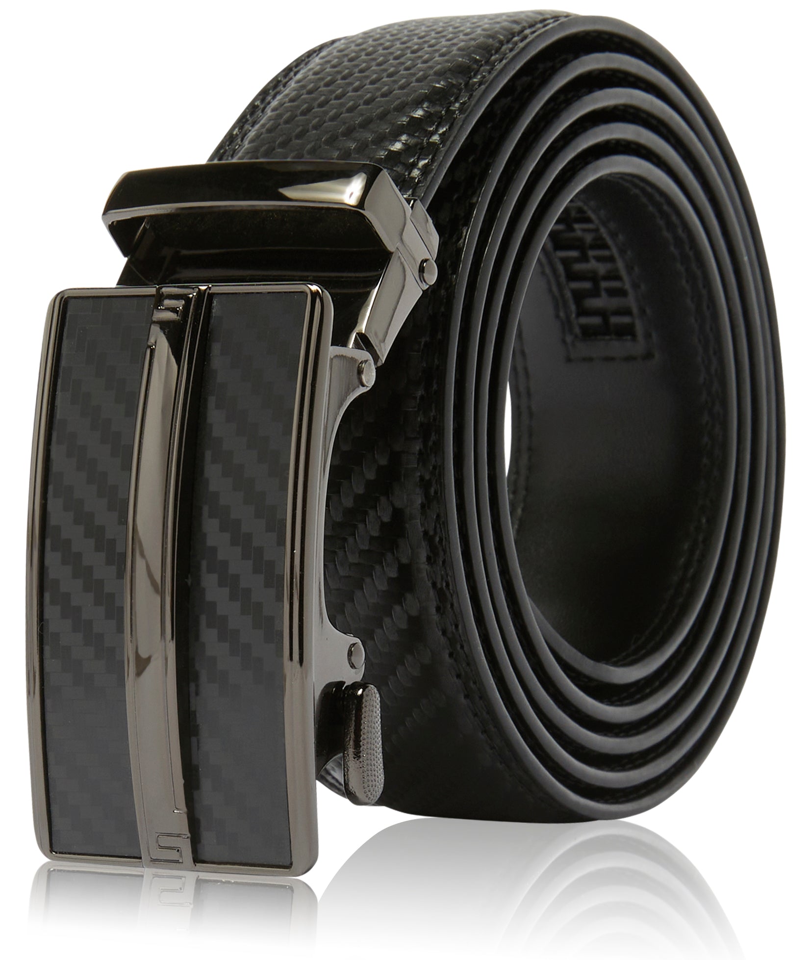 Microfiber Leather Ratchet Belt – No Holes, Custom Fit, 1.3" Strap