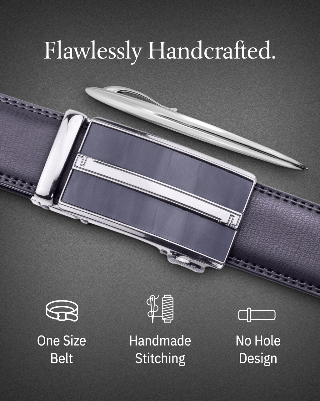 Microfiber Leather Ratchet Belt – No Holes, Custom Fit, 1.3" Strap