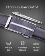 Microfiber Leather Ratchet Belt – No Holes, Custom Fit, 1.3" Strap