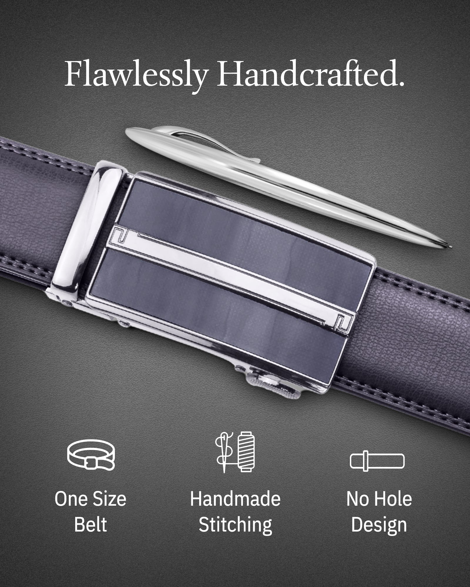 Microfiber Leather Ratchet Belt – No Holes, Custom Fit, 1.3" Strap