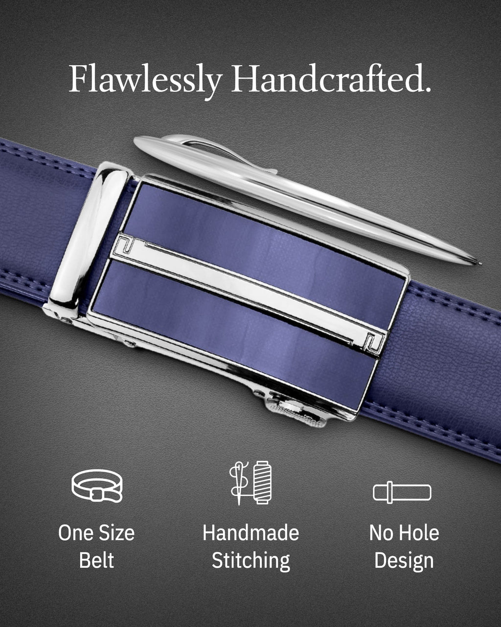 Microfiber Leather Ratchet Belt – No Holes, Custom Fit, 1.3" Strap