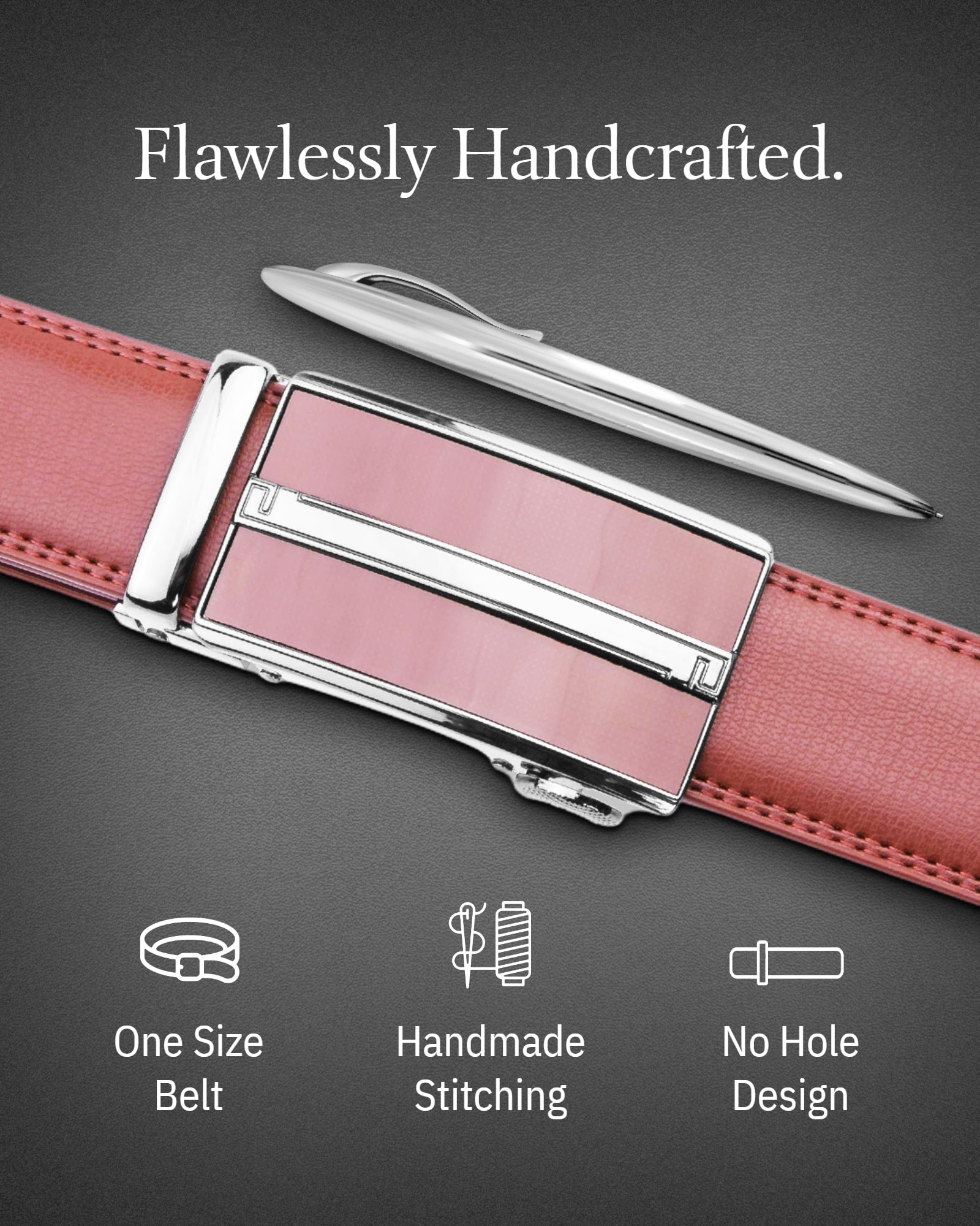 Microfiber Leather Ratchet Belt – No Holes, Custom Fit, 1.3" Strap