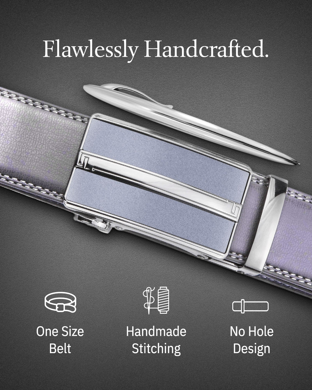 Microfiber Leather Ratchet Belt – No Holes, Custom Fit, 1.3" Strap
