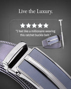 Microfiber Leather Ratchet Belt – No Holes, Custom Fit, 1.3" Strap
