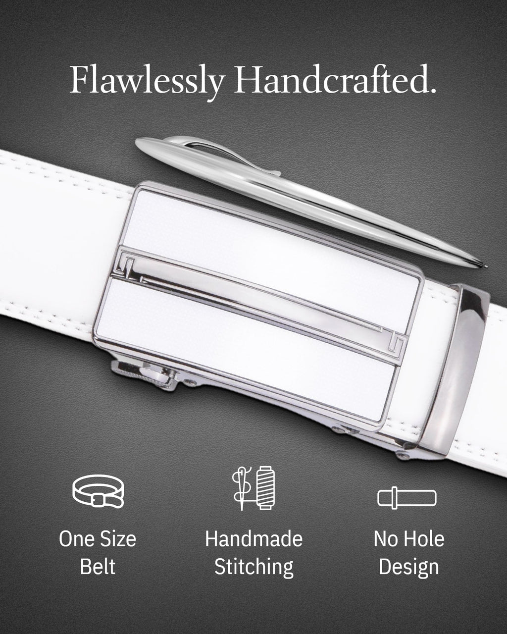 Microfiber Leather Ratchet Belt – No Holes, Custom Fit, 1.3" Strap