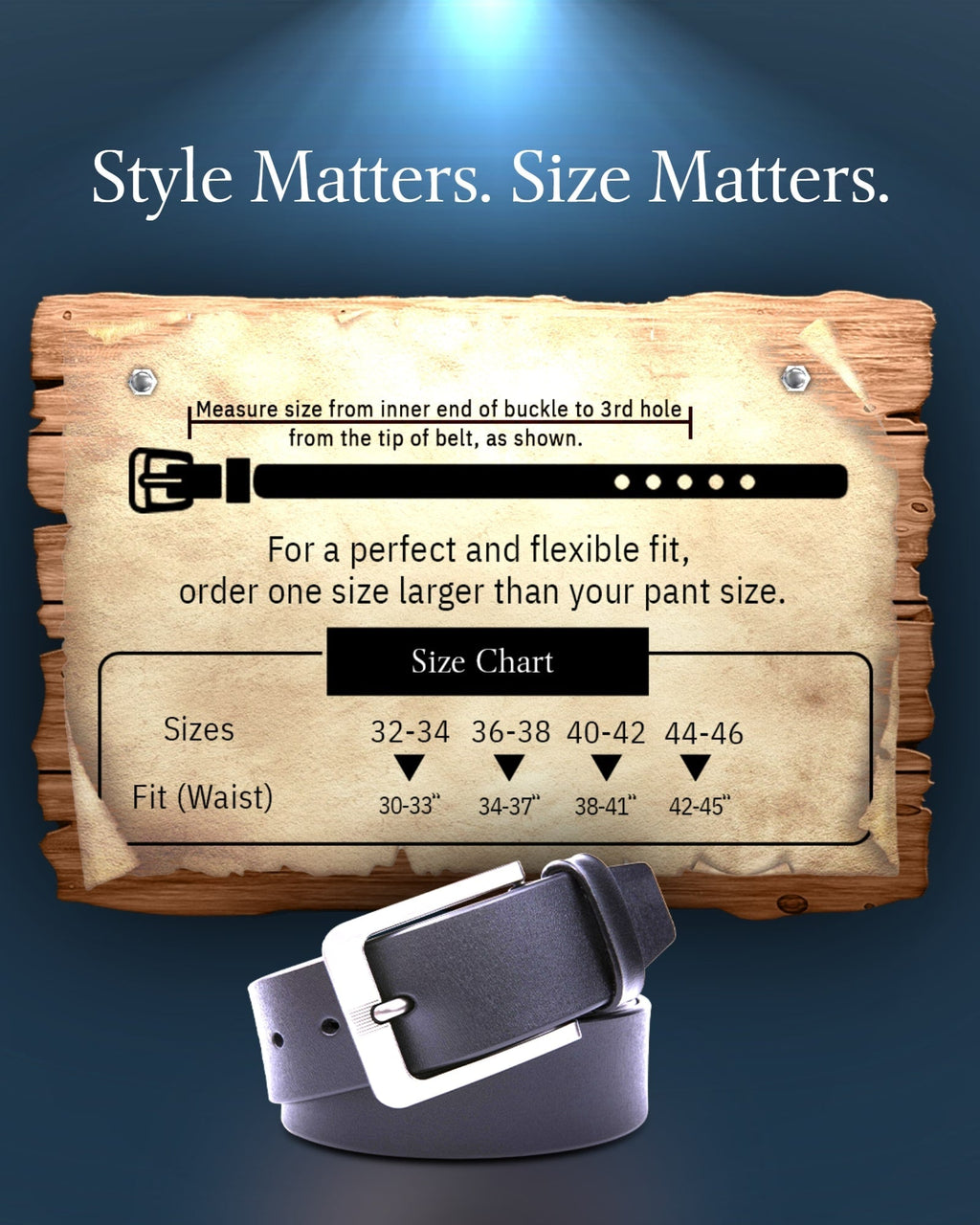Genuine Leather Belt for Men – Brushed Nickel Buckle, 1.5" Strap