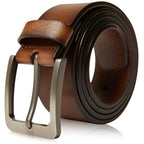 Genuine Leather Belt for Men – Brushed Nickel Buckle, 1.5" Strap