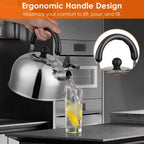 2.1 Quarts Stainless Steel Whistling Tea Kettle Stovetop Induction Gas Teapot