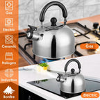 2.1 Quarts Stainless Steel Whistling Tea Kettle Stovetop Induction Gas Teapot