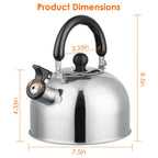 2.1 Quarts Stainless Steel Whistling Tea Kettle Stovetop Induction Gas Teapot