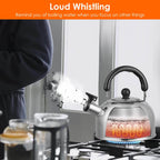 2.1 Quarts Stainless Steel Whistling Tea Kettle Stovetop Induction Gas Teapot