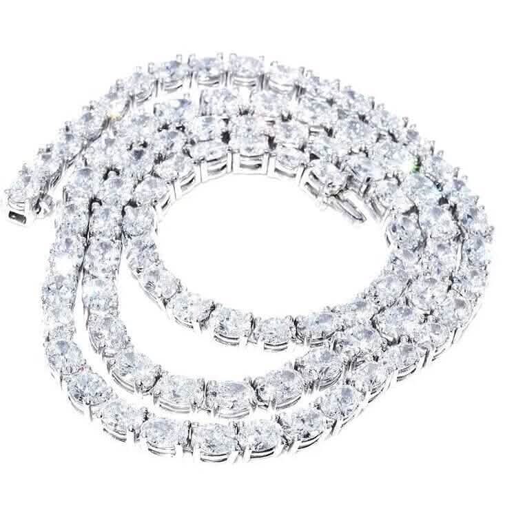 21.25CT Lab Grown Oval Diamond Graduated Tennis Necklace Platinum & 14K