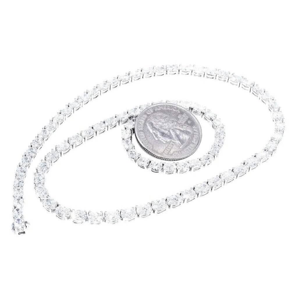 21.25CT Lab Grown Oval Diamond Graduated Tennis Necklace Platinum & 14K