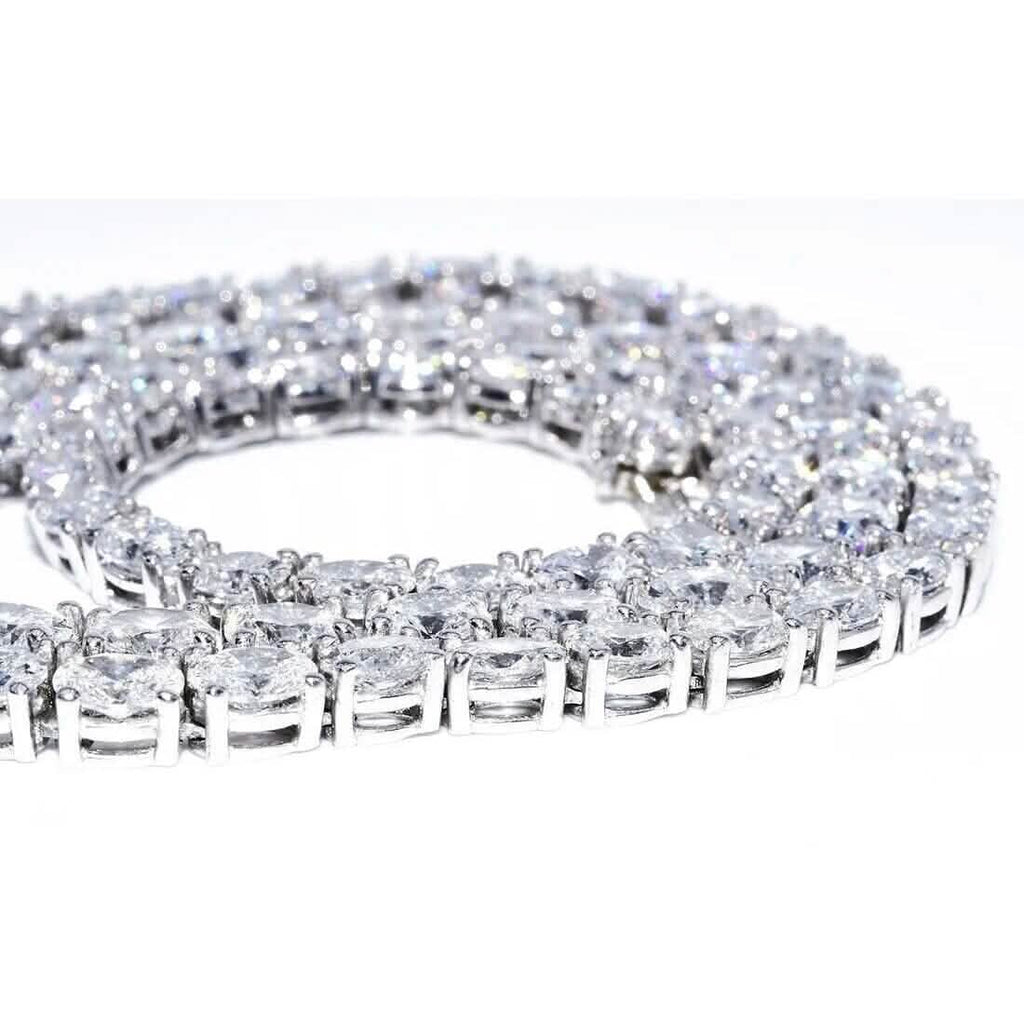 21.25CT Lab Grown Oval Diamond Graduated Tennis Necklace Platinum & 14K