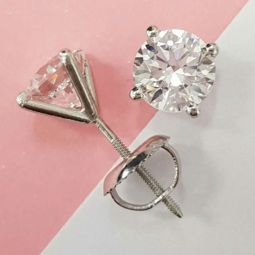 2.15 Ct Diamond Stud Earrings Natural Round Real 14k White Gold Martini F-G/I1