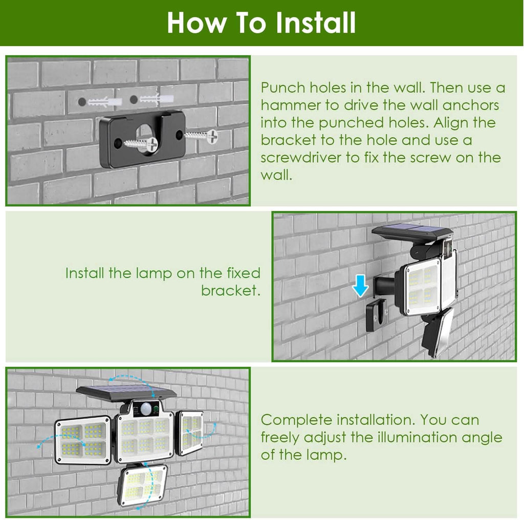 216 LEDs  Solar Outdoor Light Motion Sensor Security Wireless Lamp