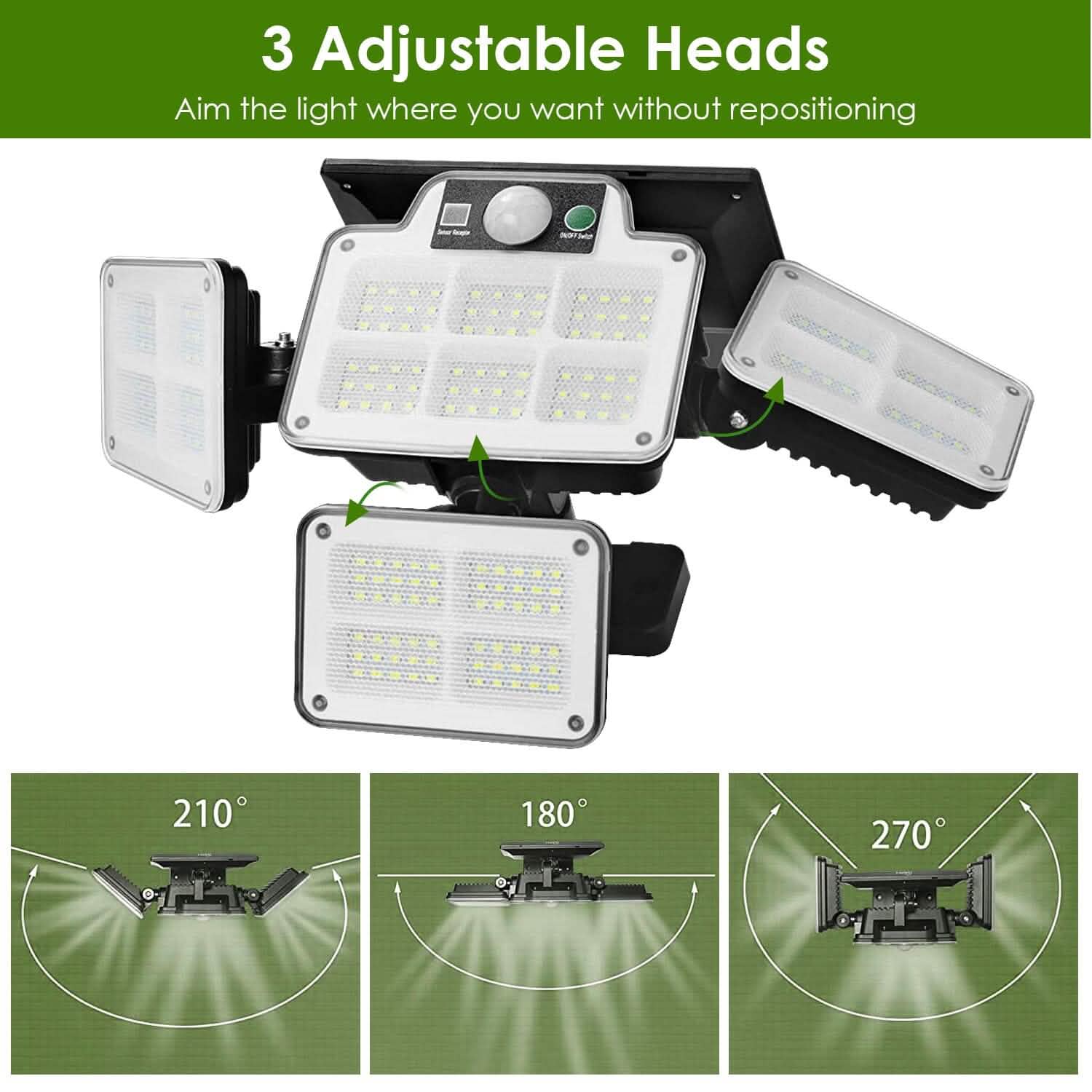 216 LEDs  Solar Outdoor Light Motion Sensor Security Wireless Lamp