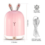 220ml Cool Mist Humidifier Ultrasonic Air Diffuser Atomizer with 7 Color