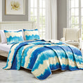 Reversible 3-Piece Tie-Dye Bedspread Set - Quilted Coverlet with Pillow Shams