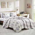 Reversible 3-Piece Geometric Aztec Quilted Bedspread Set with Pillow Shams