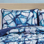Reversible 3-Piece Stained Glass Mosaic Bedspread Set - Quilted Coverlet with Pillow Shams