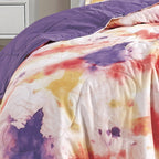 Reversible 3-Piece Watercolor Tie-Dye Bedspread Set - Quilted Coverlet with Pillow Shams