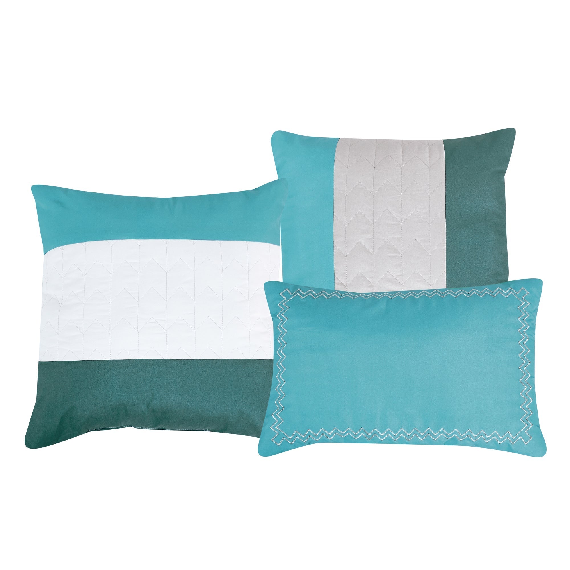 6 Piece Teal Patchwork Comforter Set Queen King Size
