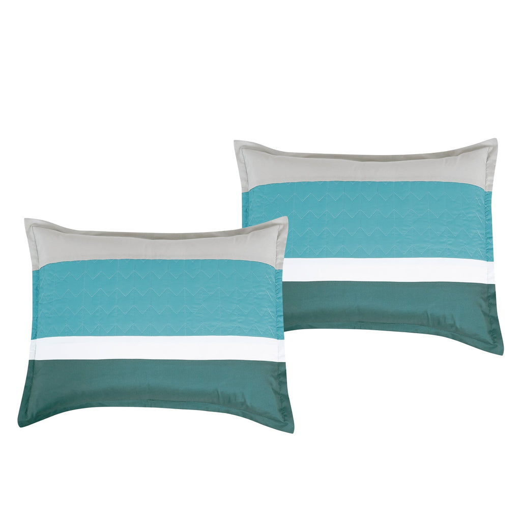 6 Piece Teal Patchwork Comforter Set Queen King Size