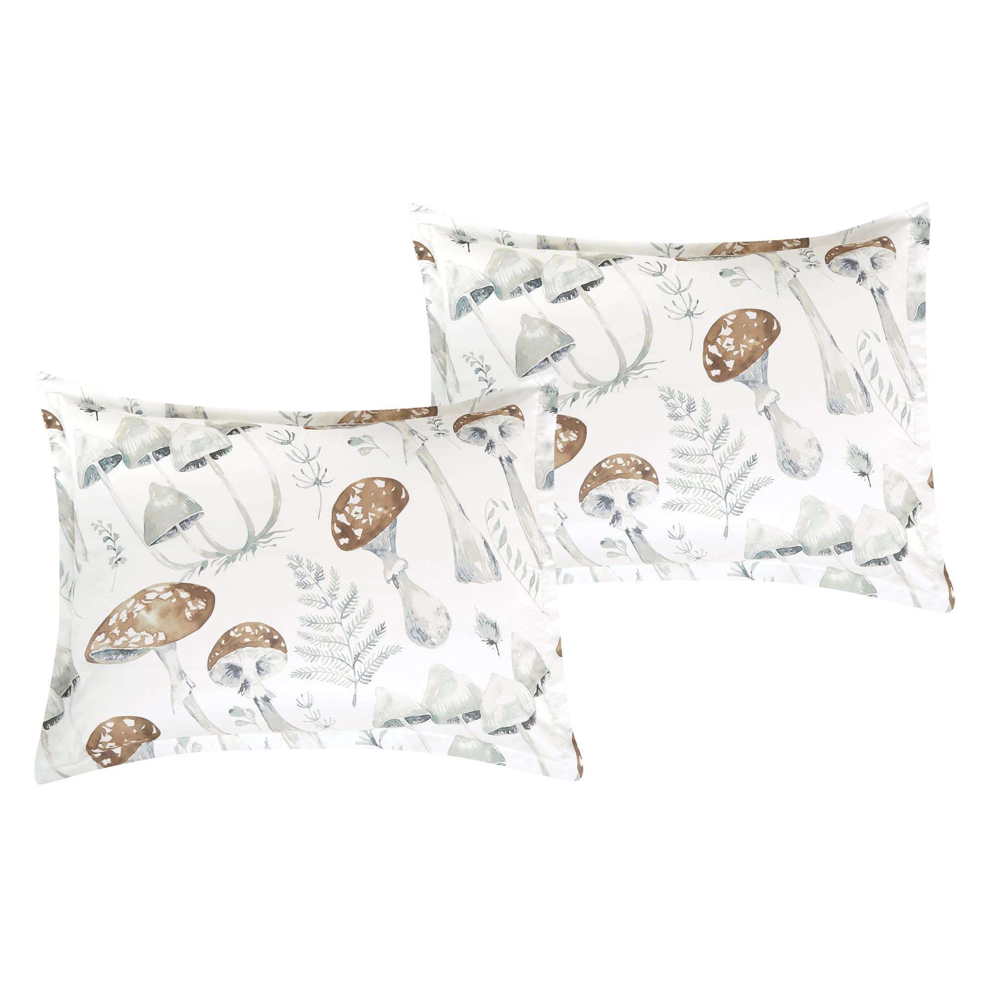 6 Piece Brown Mushroom Print Comforter Set Queen King Size