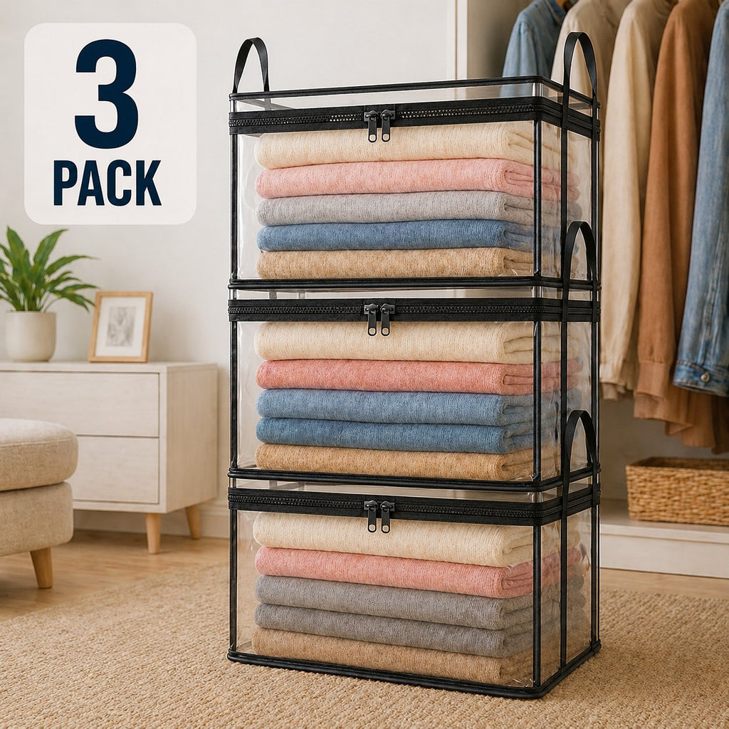 2‑Pack Heavy‑Duty Clear Plastic Storage Box with Hinged Lid