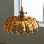 Vintage Flower Pendant Lamp | Coloured Glass Hanging Light