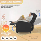 Black Leather Recliner Chair With Lumbar Support For Living Room