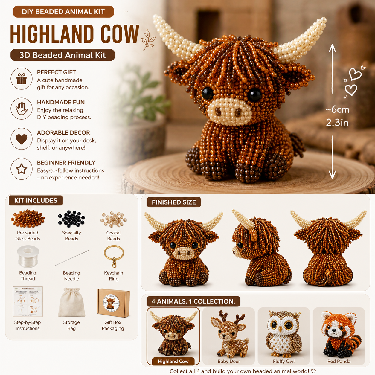 Tiny 3D Beaded Animal DIY Kit