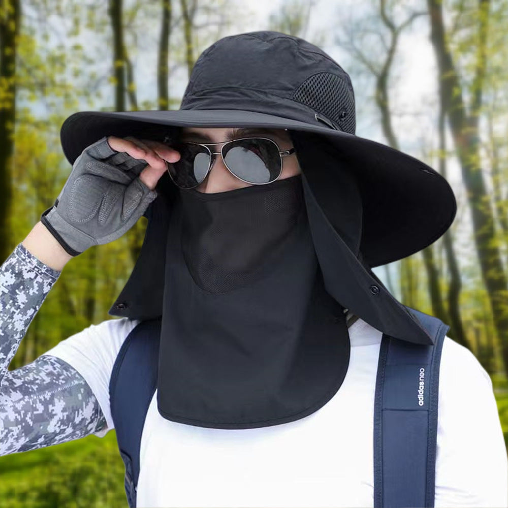 Wide Brim Sun Hat, Men's Safari Hat, 360° Sun Protection, UPF50+, Shade Hat, Insect Repellent, Mesh, Breathable, UV Protection