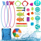 24-Pieces: Diving Toys Swimming Pool for Aged 3+ Years Old