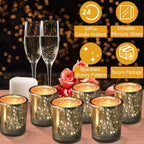 24-Pieces Gold Votive Tealights Candle Holder Mercury Glass