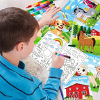 24-Pieces: Mini Coloring Books with 24 Stacking Crayons, Farm Themed