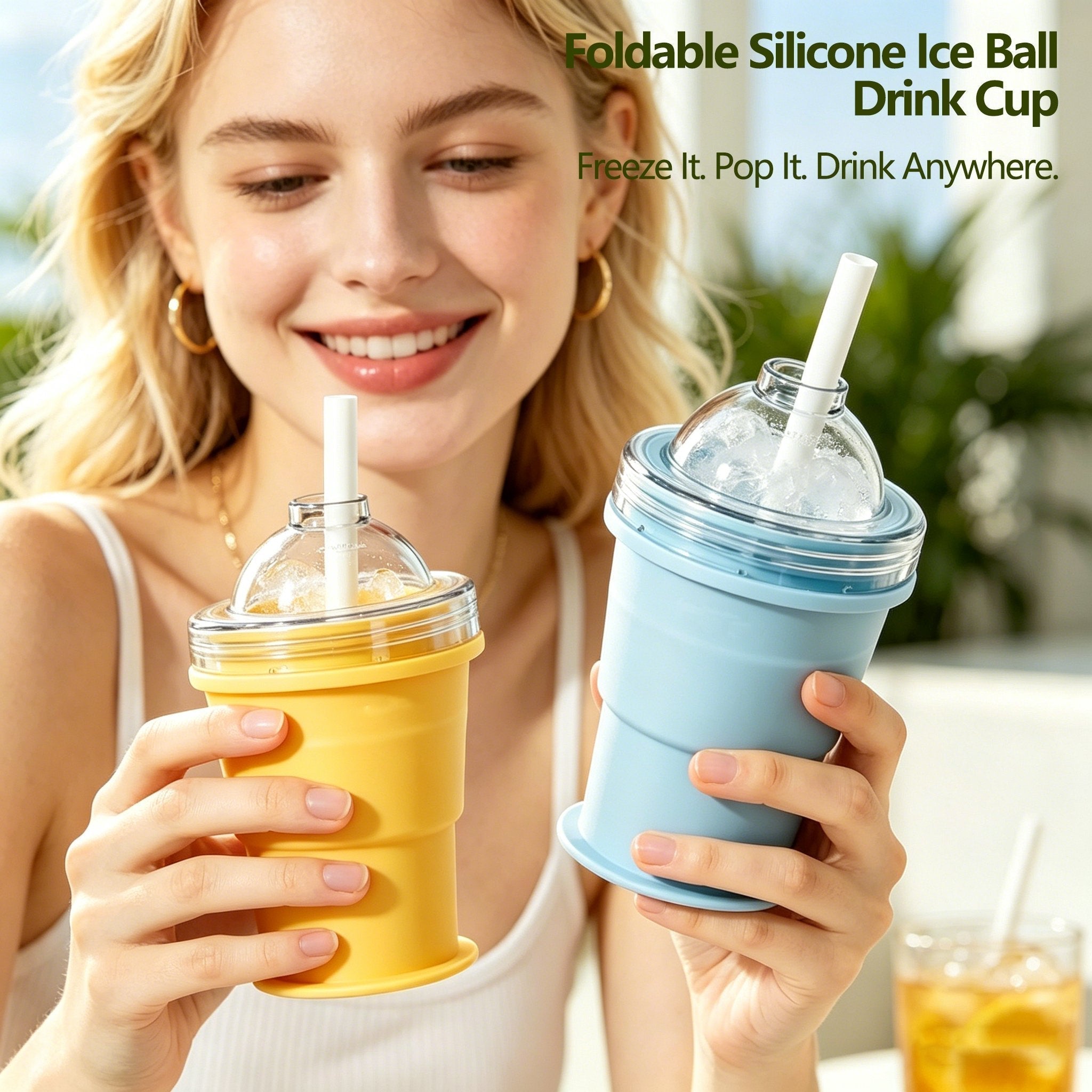 Foldable Silicone Ice Ball Drink Cup
