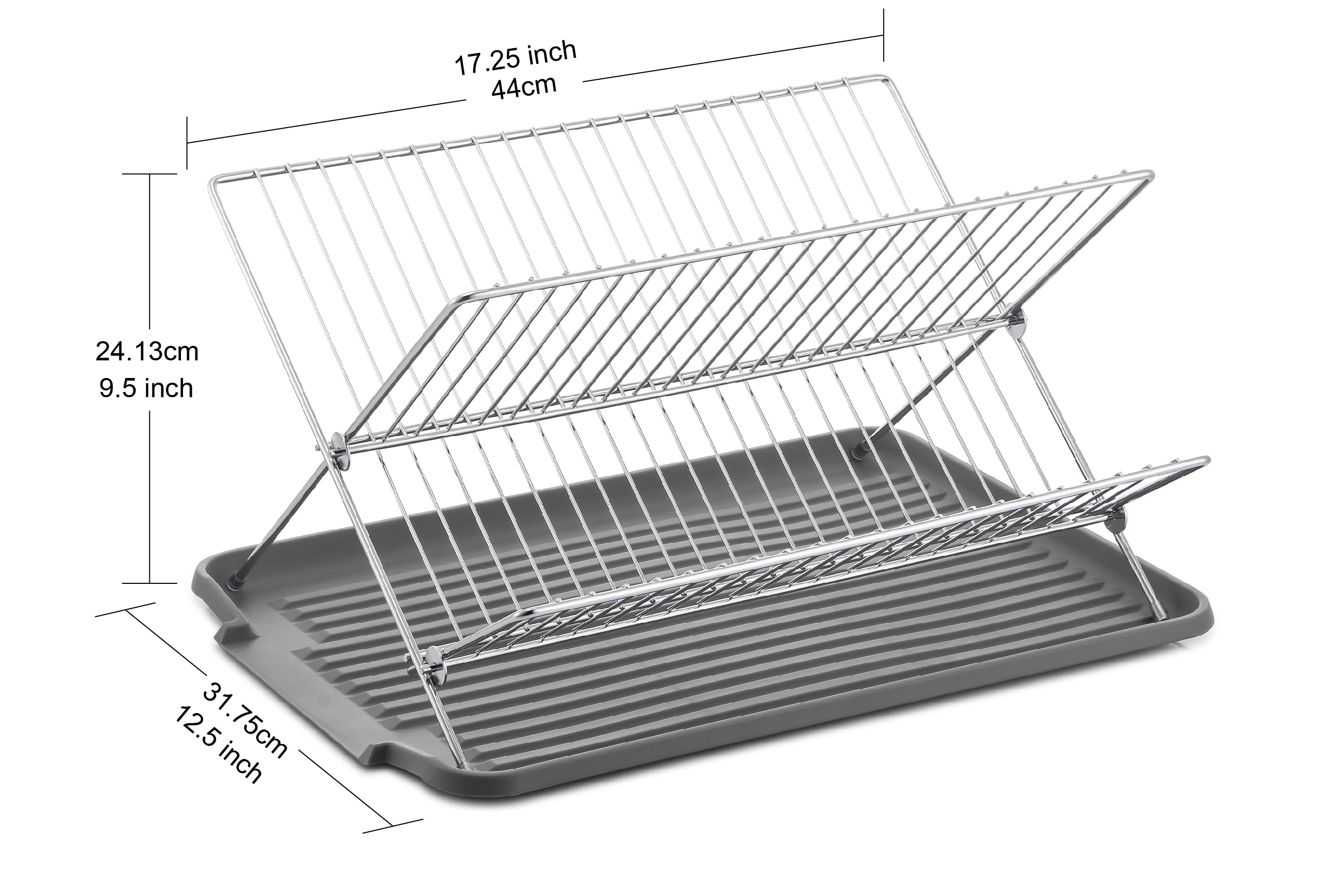 17 inch X Shaped Stainless Steel 2-Tier Dish Rack for Kitchen Counter