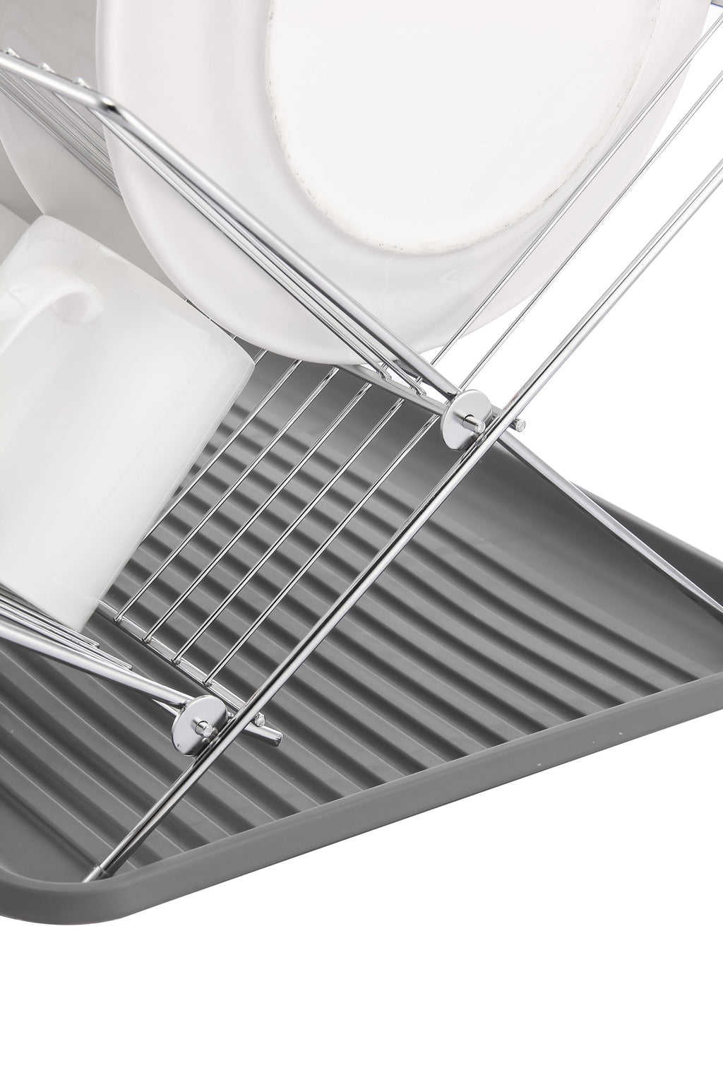 17 inch X Shaped Stainless Steel 2-Tier Dish Rack for Kitchen Counter