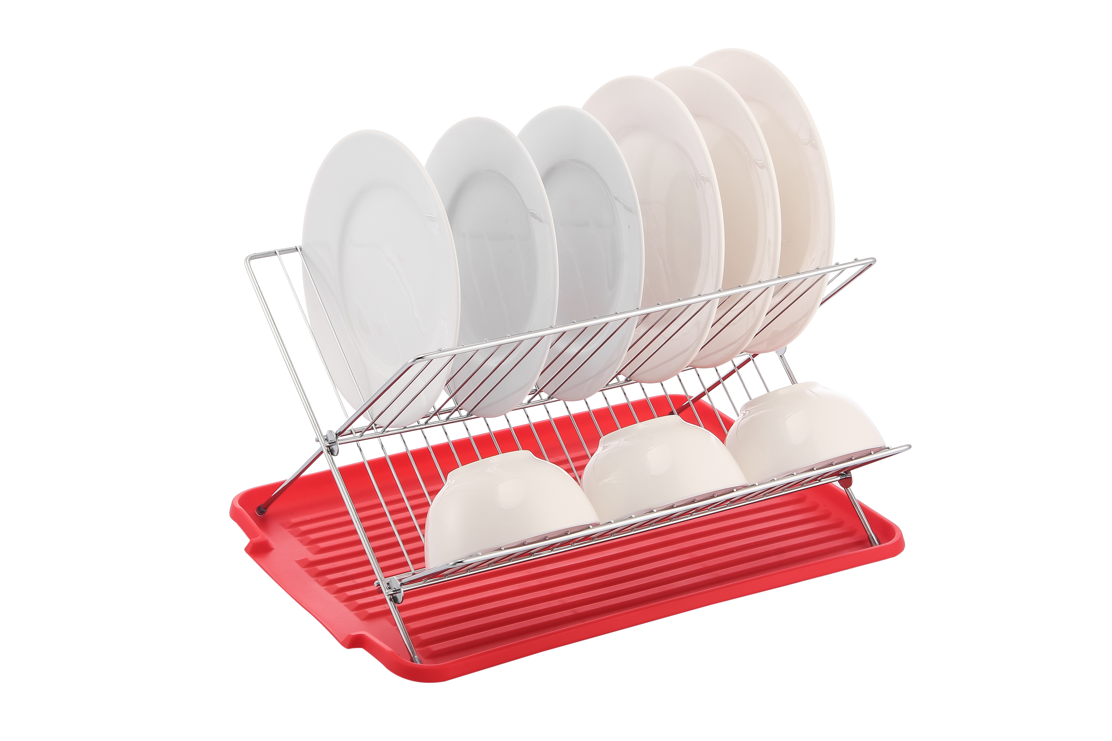 17 inch X Shaped Stainless Steel 2-Tier Dish Rack for Kitchen Counter