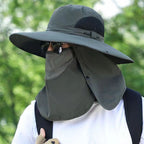 Wide Brim Sun Hat, Men's Safari Hat, 360° Sun Protection, UPF50+, Shade Hat, Insect Repellent, Mesh, Breathable, UV Protection