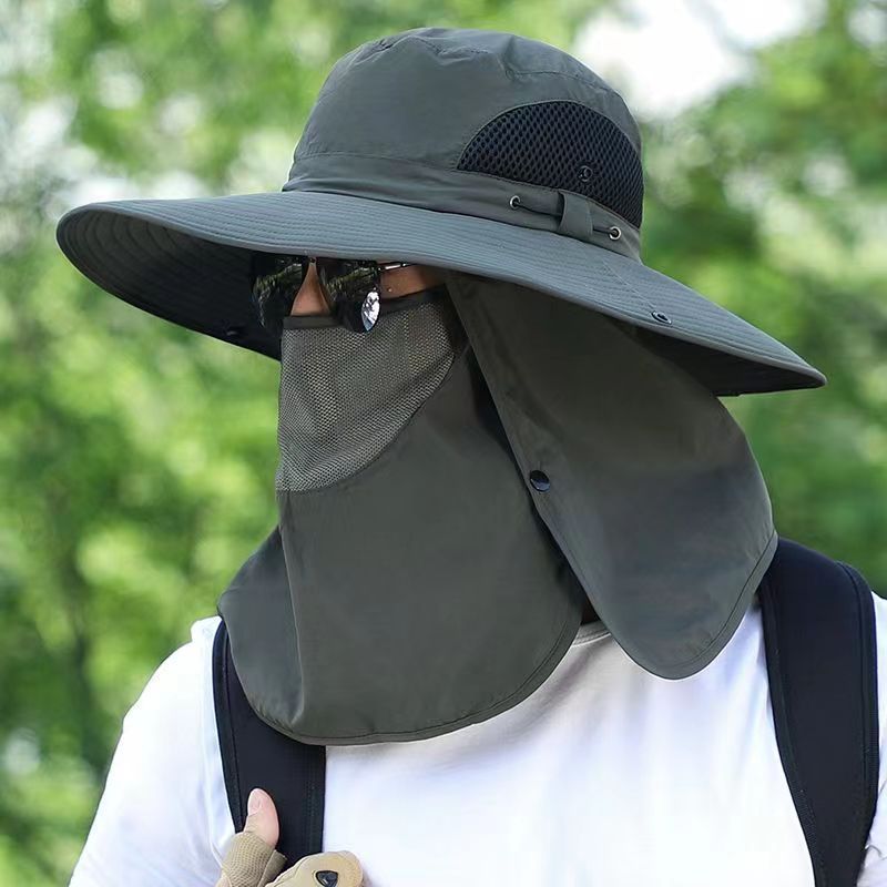 Wide Brim Sun Hat, Men's Safari Hat, 360° Sun Protection, UPF50+, Shade Hat, Insect Repellent, Mesh, Breathable, UV Protection