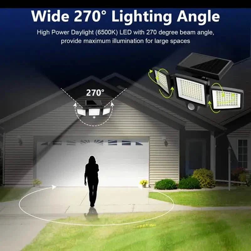 2500 Lumens 210 LED Outdoor Solar Security Light with Remote Control & Motion Sensor