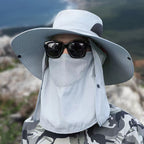 Wide Brim Sun Hat, Men's Safari Hat, 360° Sun Protection, UPF50+, Shade Hat, Insect Repellent, Mesh, Breathable, UV Protection