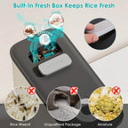 25LBS Vertical Rice Dispenser With Dustproof Lid Large Capacity Grain Storage Container With Measuring Cup Built-In
