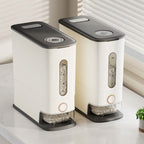 25LBS Vertical Rice Dispenser With Dustproof Lid Large Capacity Grain Storage Container With Measuring Cup Built-In