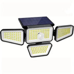270 LEDs Solar Wall Light With Motion Sensor - 4 Head Lamp, 3 Lighting Modes Wide Angle Security Wireless Flood Light