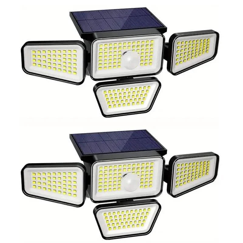 270 LEDs Solar Wall Light With Motion Sensor - 4 Head Lamp, 3 Lighting Modes Wide Angle Security Wireless Flood Light